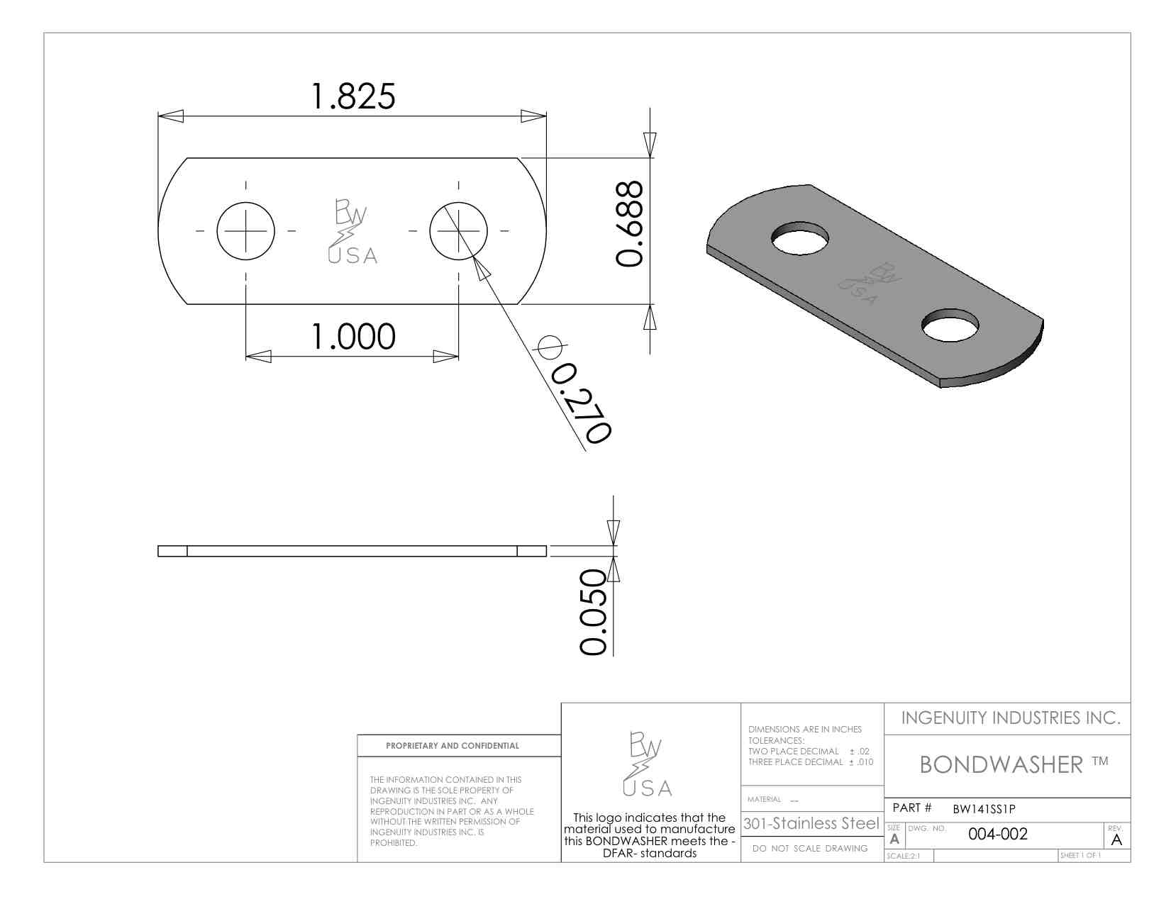 Picture of 1/4 X 1" O.C. Bondwasher